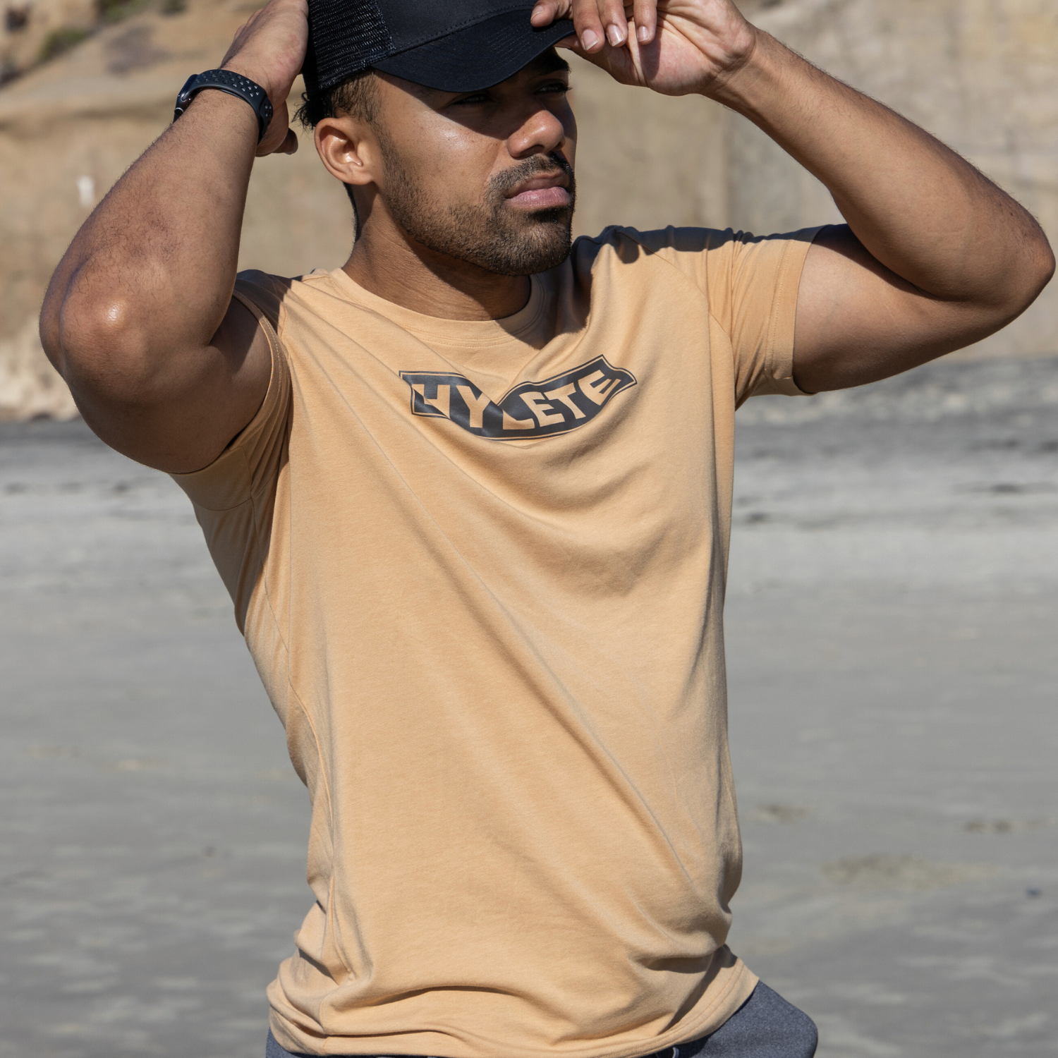 Block Logo HY-Blend Crew Tee Tan